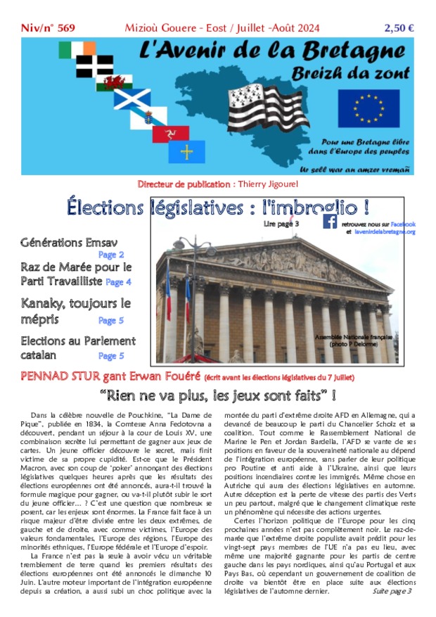 une n° 569 juillet aout 2024 L'Avenir de la Bretagne Breizh da zont