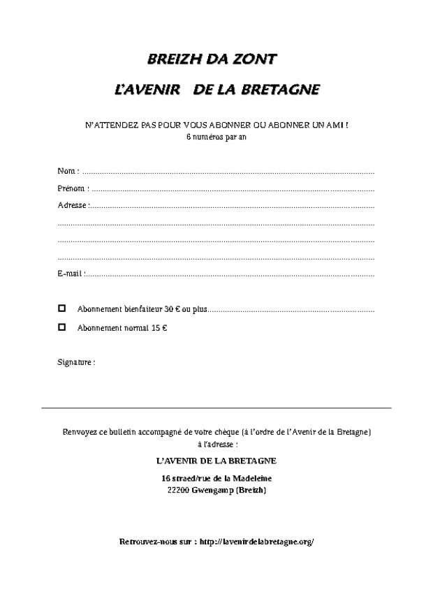 [PDF] - Bulletin d'abonnement